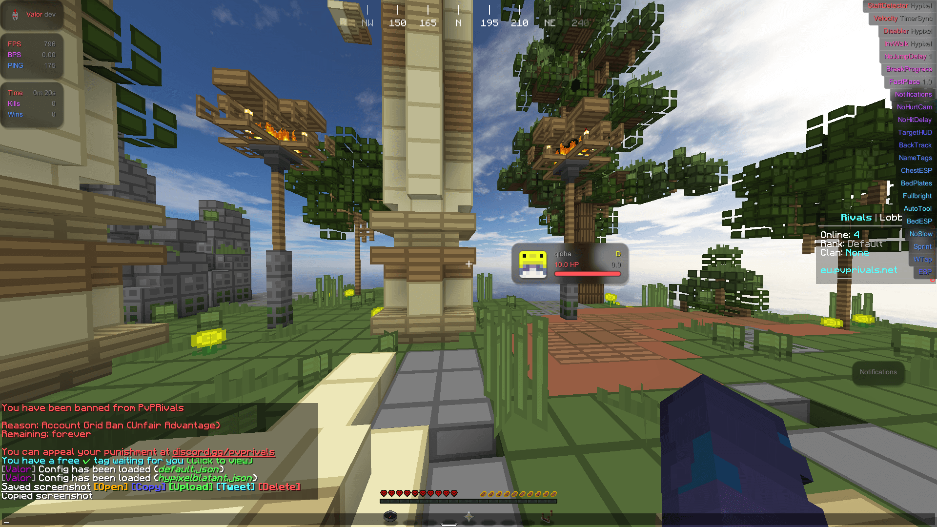 Valor v2 HUD showing performance, session statistics, target information, and active modules